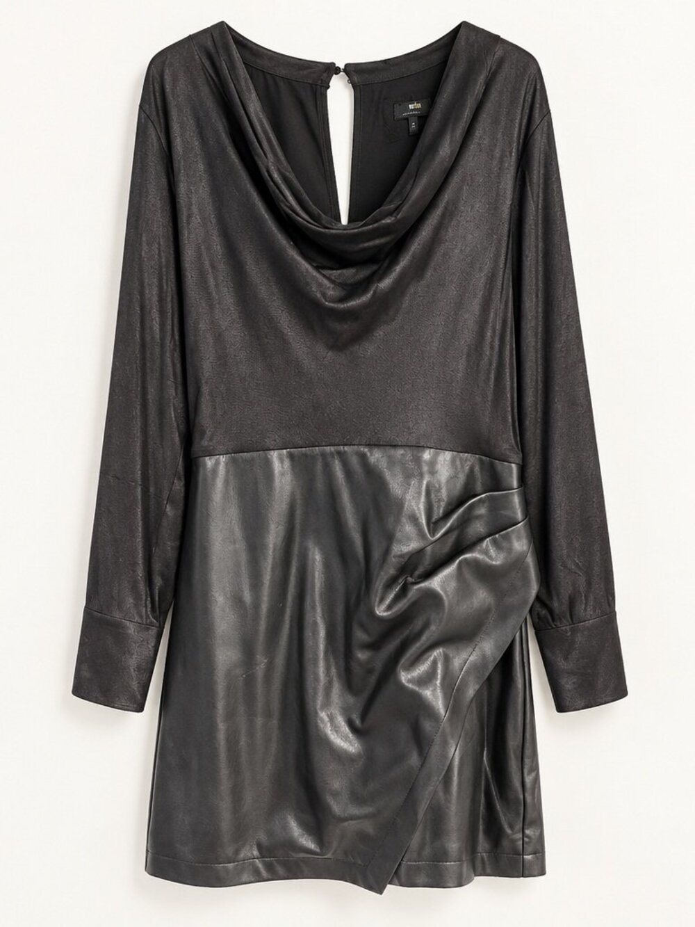 Maeve Anthropologie Plunge Faux Leather Mini Dress Size 14